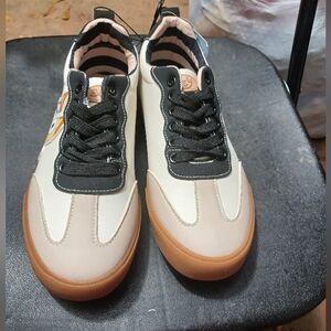 Blue Blush Cream and Black Sneakers